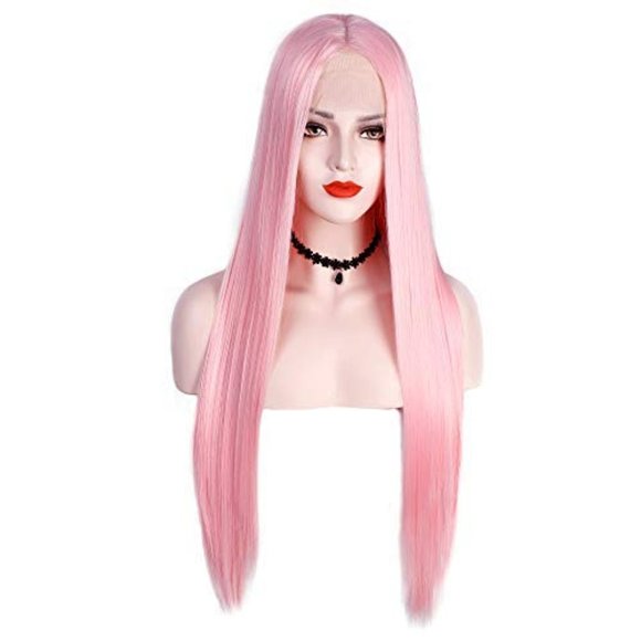 Lace Front Pink Straight Synthetic Hair Wig 30\